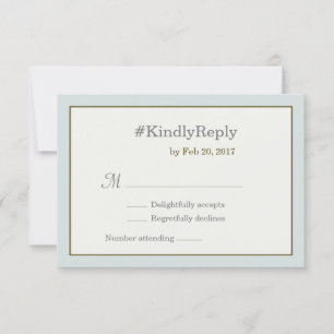 # hashtag personalised blue gold grey wedding rsvp invitation