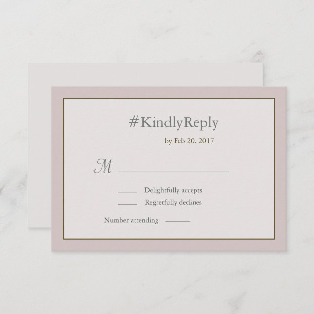 Hashtag personalised blush pink gold wedding RSVP Invitation (Front/Back)