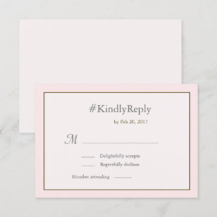 Hashtag personalised sweet pink gold wedding RSVP Invitation