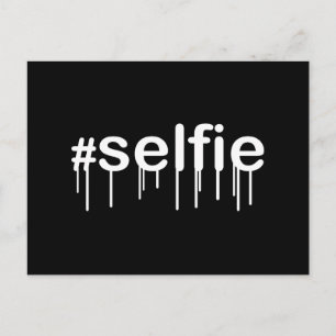 Hashtag Selfie Drooling Black Decor Postcard