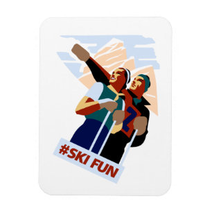 Hashtag ski fun magnet