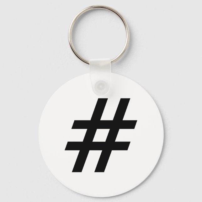 hashtag text symbol hash tag key ring (Front)