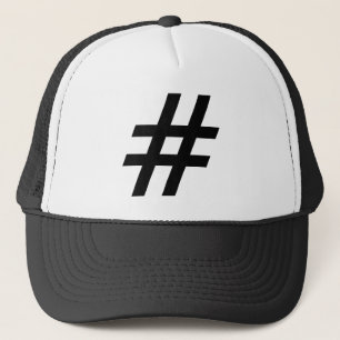 hashtag text symbol letter hash tag trucker hat
