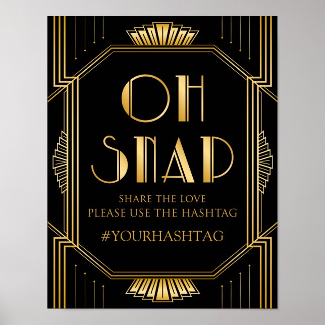 Hashtag Wedding Sign | Gatsby Art Deco (Front)