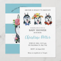 Haski Cute Puppy Theme Baby Shower Invitation