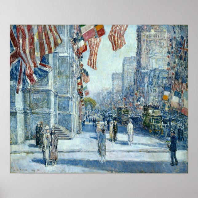 Hassam - Early Morning On The Avenue In May 1917 Poster (Front)