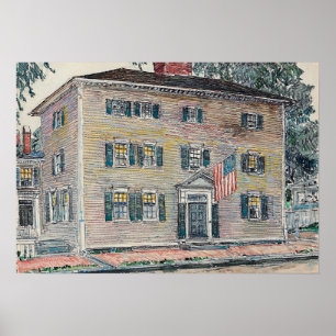 Hassam - Frame Mansion New Hampshire 1917 Poster
