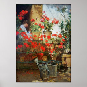 Hassam - Geraniums 1888 Poster