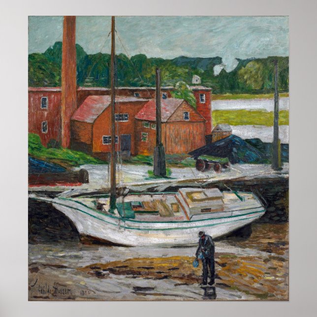 Hassam - Oyster Sloop Cos Cob 1902 Poster (Front)