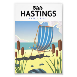 Hastings East Sussex beach travel poster