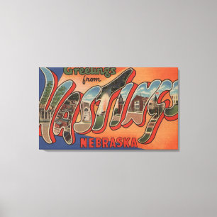 Hastings, Nebraska - Large Letter Scenes Canvas Print