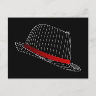hat-158569 GANGSTER STYLE HATS FASHION BLACK WHITE Postcard