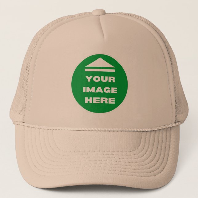 Hat - Add Your Image - Khaki - Personalised  (Front)