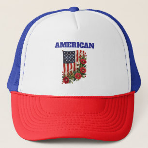 Hat-American Flag Floral Cap