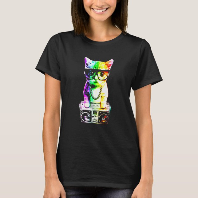 Hat Boombox Cat T-Shirt (Front)