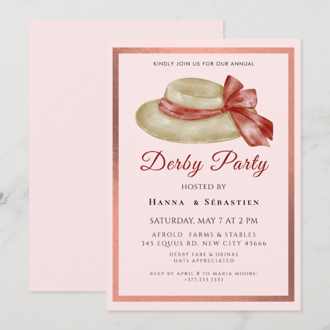 Hat Derby Party Invitation (Front/Back)