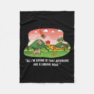 Hat Dinosaur Liberal Hoax Asteroid Anti Trump Gift Fleece Blanket