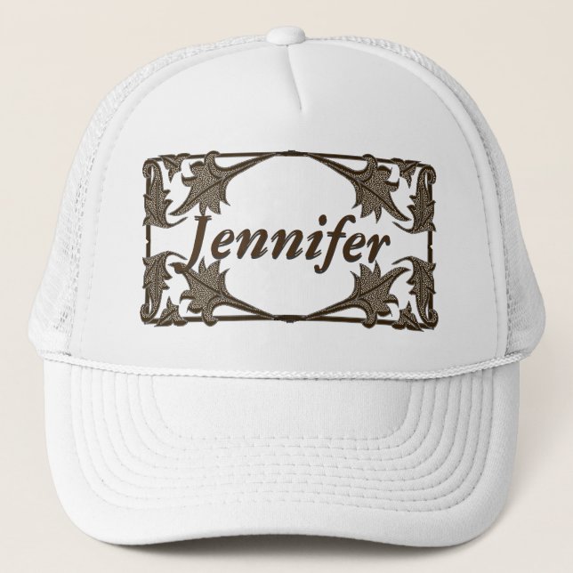Hat - Leafy Braket Frame with Name (black) (Front)