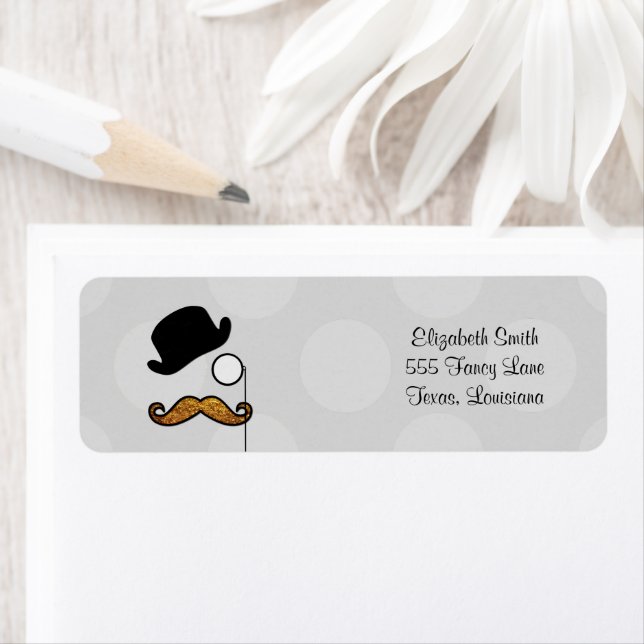 Hat, Monocle, Moustache, Glitter - Black Gold (Insitu)