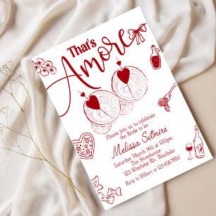 hat’s Amore Bridal Shower Invitation, Italian Them Invitation