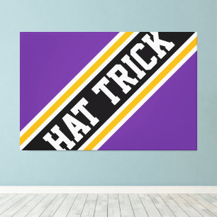 HAT TRICK Fun Athletic Bold Purple Black Stripes Canvas Print