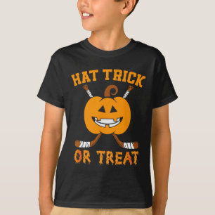 Hat Trick Or Treat Fun Ice Hockey Halloween Costum T-Shirt