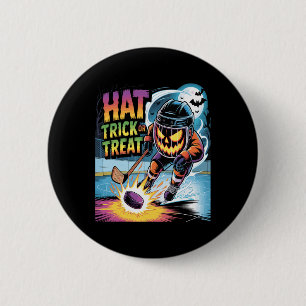 Hat Trick Or Treat Funny Ice Hockey Halloween Pump 6 Cm Round Badge