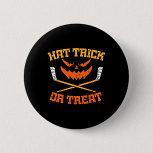 Hat Trick Or Treat Ice Hockey Halloween Boy Men Pl 6 Cm Round Badge