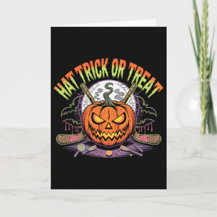 Hat Trick Or Treat Ice Hockey Halloween Fun _1 Card