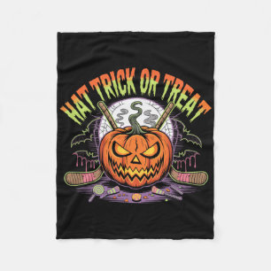Hat Trick Or Treat Ice Hockey Halloween Fun _1 Fleece Blanket
