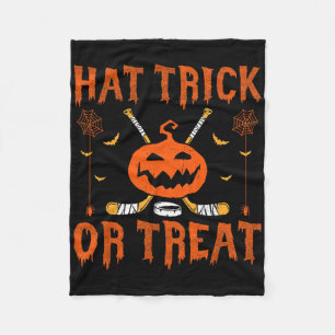 Hat Trick Or Treat Ice Hockey Halloween Player Coa Fleece Blanket