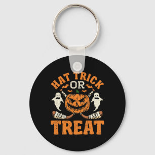 Hat Trick Or Treat Ice Hockey Player Halloween Cos Key Ring