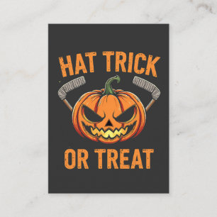 Hat Trick or Treat Spooky Halloween ice Hockey   Business Card