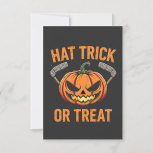 Hat Trick or Treat Spooky Halloween ice Hockey Invitation