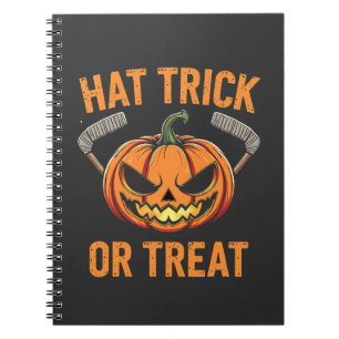 Hat Trick or Treat Spooky Halloween ice Hockey Notebook