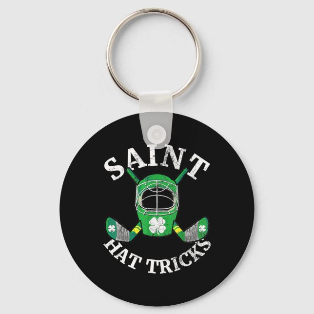 Hat Tricks Hockey Shamrock Kids Boys St Patricks D Key Ring (Front)