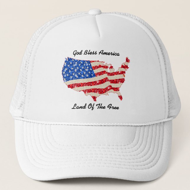 Hat USA Flag God Bless America (Front)