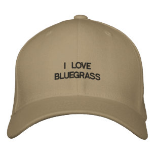 Hat with I LOVE BLUEGRASS on it.