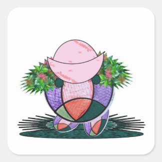 Hat with wild flower hair. square sticker