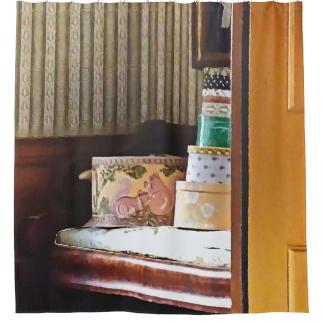 Hatboxes Seen Through an Open Door Shower Curtain (Front)