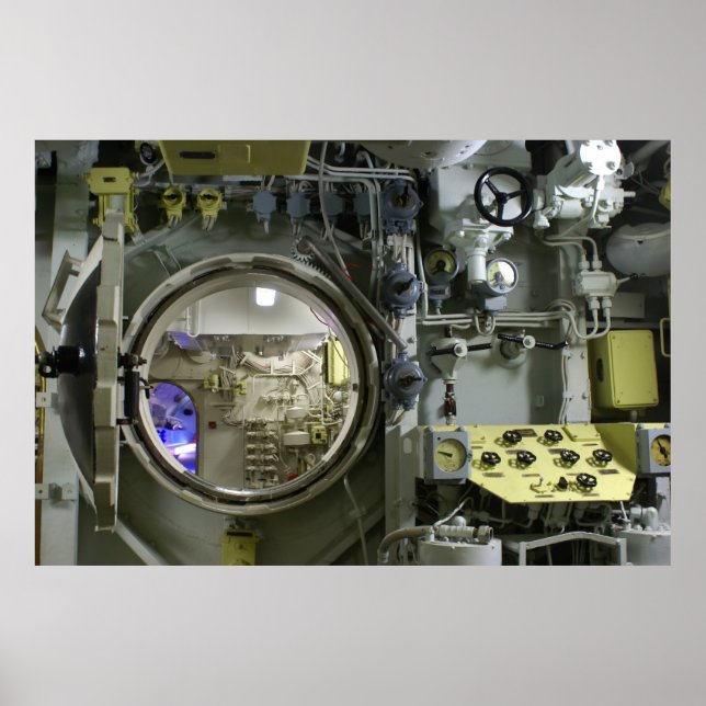 hatch on an old retro submarine poster (Front)