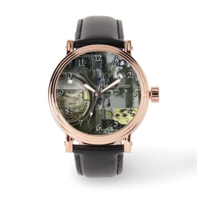 hatch on an old retro submarine watch (Front)