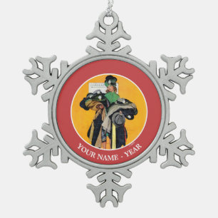 Hatcheck Girl Snowflake Pewter Christmas Ornament