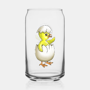 Hatched Easter Chicken Can Glass