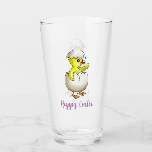 Hatched Easter Chicken Glass (Front)
