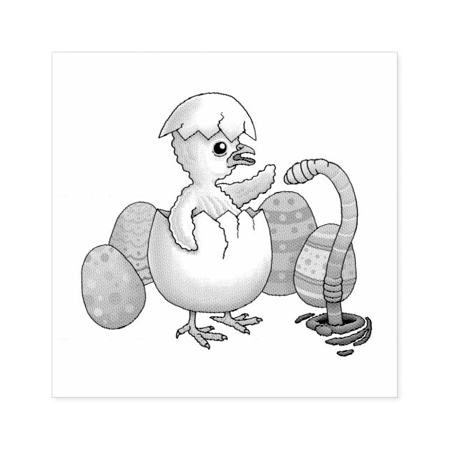 Hatched Easter Chicken Rubber Stamp (Imprint)