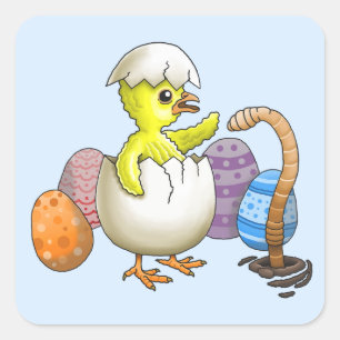 Hatched Easter Chicken Square Sticker