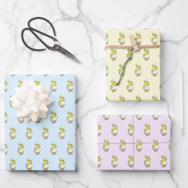 Hatched Easter Chicken Wrapping Paper Sheet (Front)