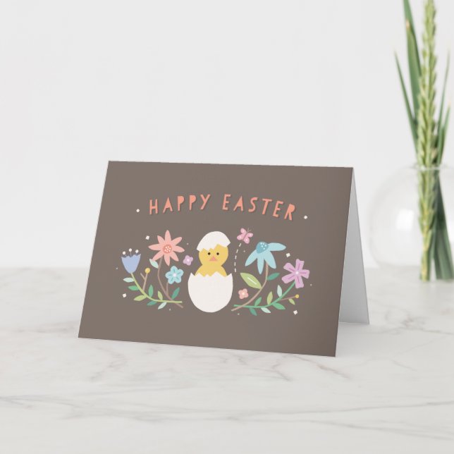 Hatched Easter Greeting Card - Chocolate (Front)