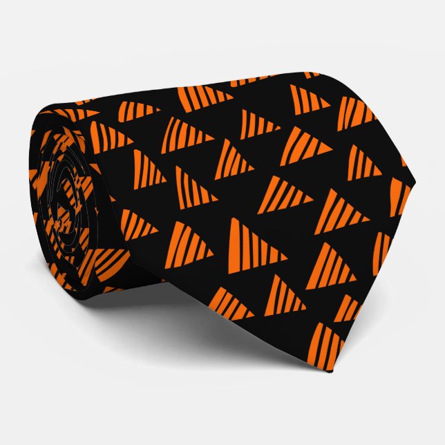 Hatched Triangles 250319 - Orange on Black Tie (Rolled)